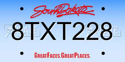8TXT228 South Dakota License Plate