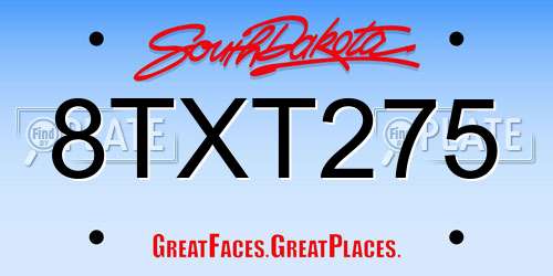 8TXT275 South Dakota License Plate