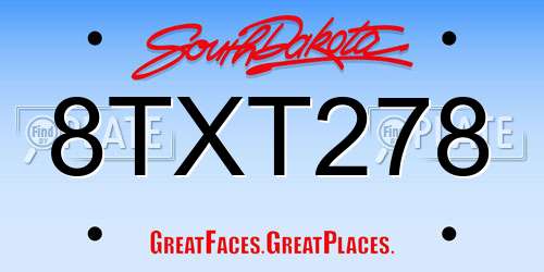 8TXT278 South Dakota License Plate