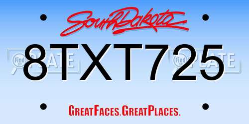 8TXT725 South Dakota License Plate