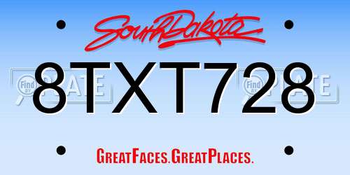 8TXT728 South Dakota License Plate