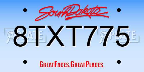 8TXT775 South Dakota License Plate