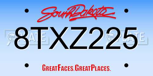 8TXZ225 South Dakota License Plate