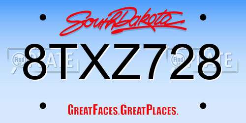8TXZ728 South Dakota License Plate