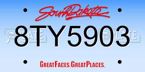 8TY5903 South Dakota License Plate