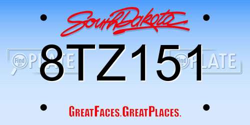 8TZ151 South Dakota License Plate