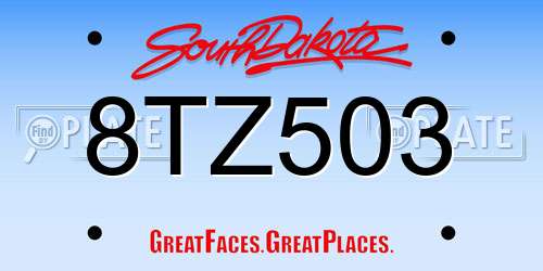 8TZ503 South Dakota License Plate