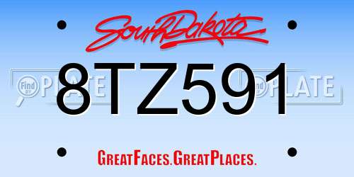 8TZ591 South Dakota License Plate
