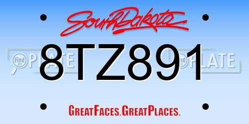 8TZ891 South Dakota License Plate