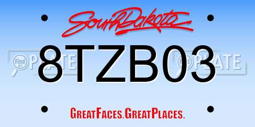 8TZB03 South Dakota License Plate