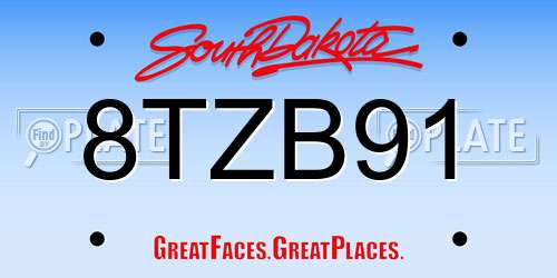 8TZB91 South Dakota License Plate