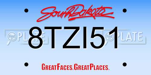 8TZI51 South Dakota License Plate