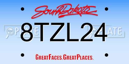 8TZL24 South Dakota License Plate