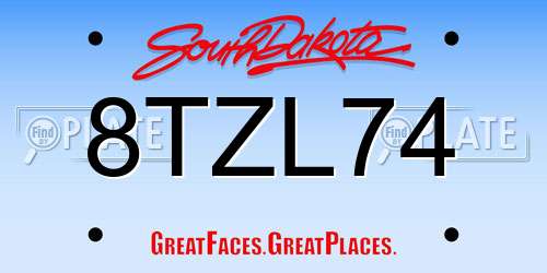 8TZL74 South Dakota License Plate