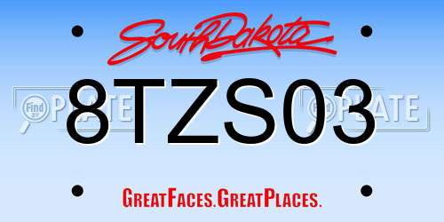 8TZS03 South Dakota License Plate