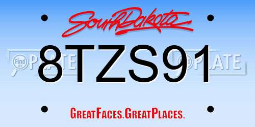 8TZS91 South Dakota License Plate