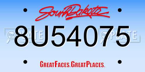 8U54075 South Dakota License Plate