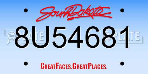 8U54681 South Dakota License Plate
