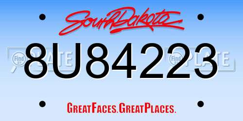 8U84223 South Dakota License Plate