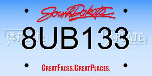 8UB133 South Dakota License Plate