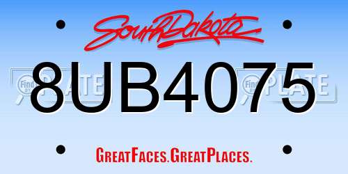 8UB4075 South Dakota License Plate