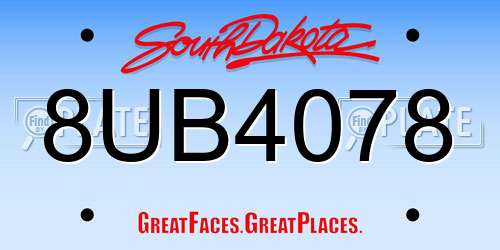 8UB4078 South Dakota License Plate