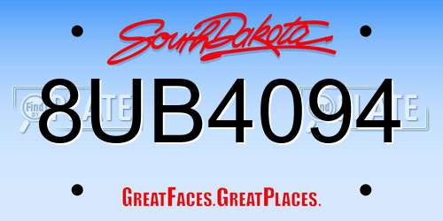 8UB4094 South Dakota License Plate