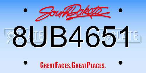 8UB4651 South Dakota License Plate