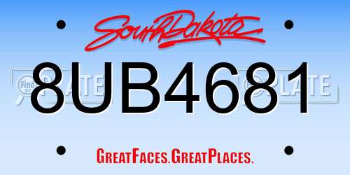 8UB4681 South Dakota License Plate