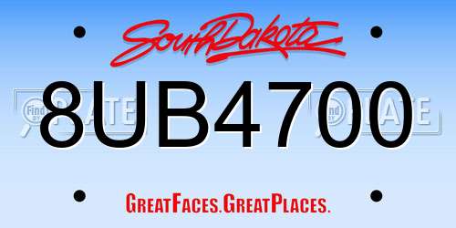 8UB4700 South Dakota License Plate