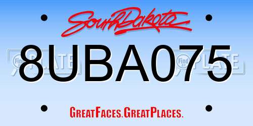 8UBA075 South Dakota License Plate