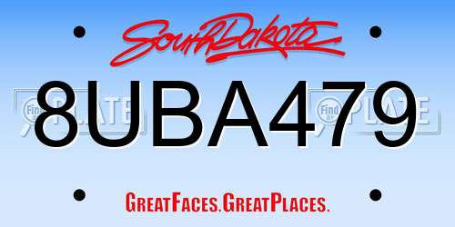 8UBA479 South Dakota License Plate