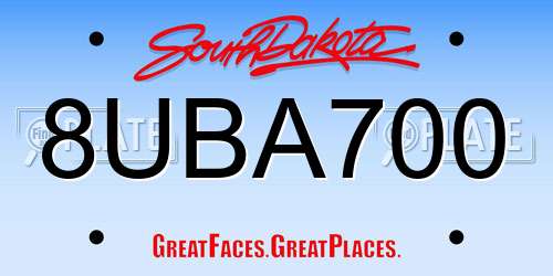 8UBA700 South Dakota License Plate