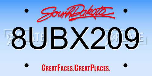 8UBX209 South Dakota License Plate