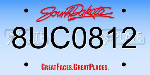 8UC0812 South Dakota License Plate
