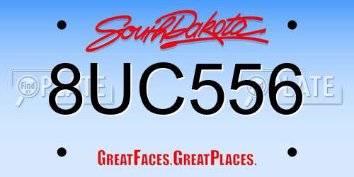 8UC556 South Dakota License Plate