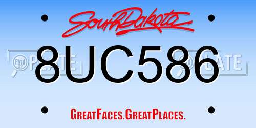 8UC586 South Dakota License Plate