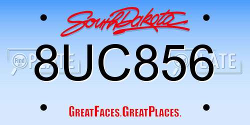 8UC856 South Dakota License Plate
