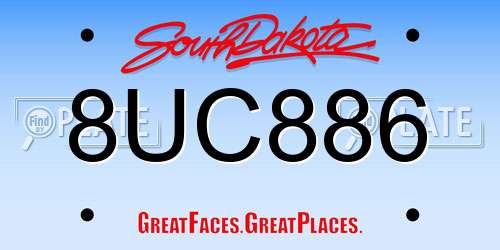 8UC886 South Dakota License Plate