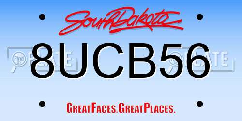 8UCB56 South Dakota License Plate