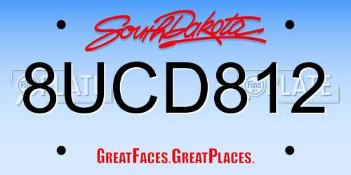 8UCD812 South Dakota License Plate