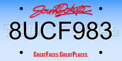 8UCF983 South Dakota License Plate