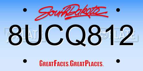 8UCQ812 South Dakota License Plate