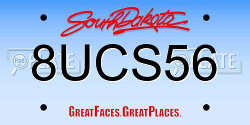 8UCS56 South Dakota License Plate