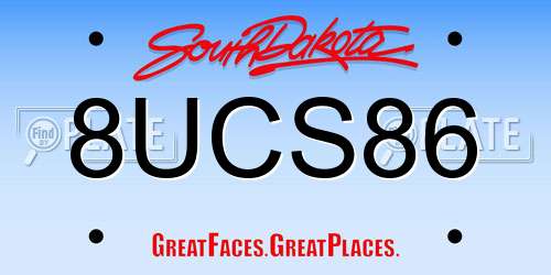 8UCS86 South Dakota License Plate