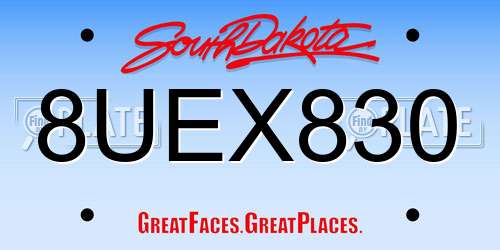 8UEX830 South Dakota License Plate