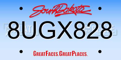 8UGX828 South Dakota License Plate