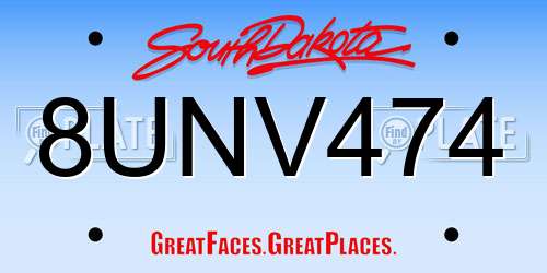 8UNV474 South Dakota License Plate