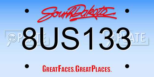 8US133 South Dakota License Plate