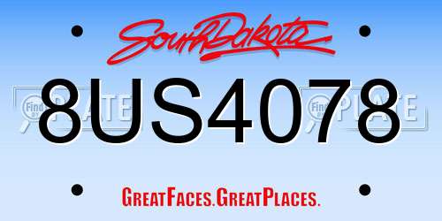 8US4078 South Dakota License Plate